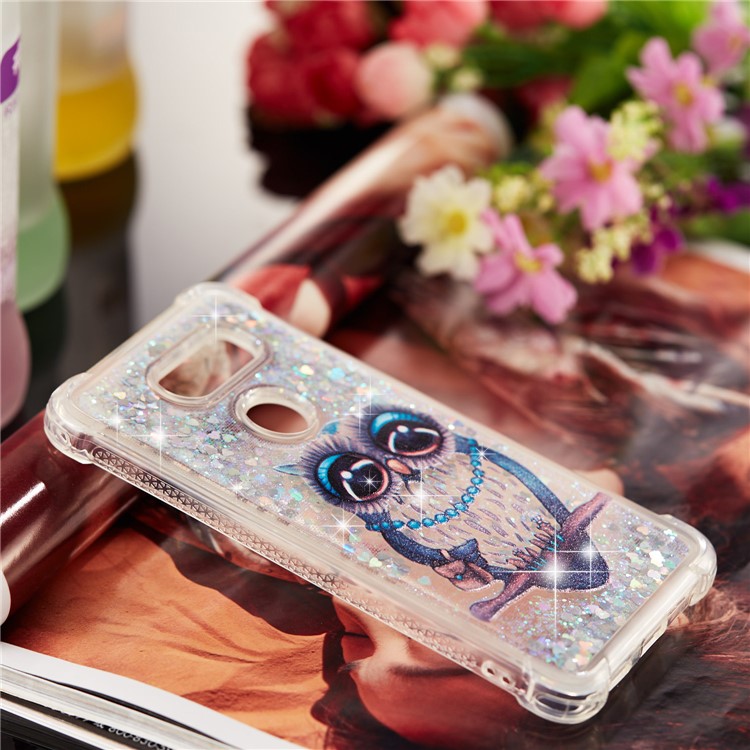 Liquid Glitter Powder Quicksand Shockproof TPU Back Case for LG V30 - Owl-5