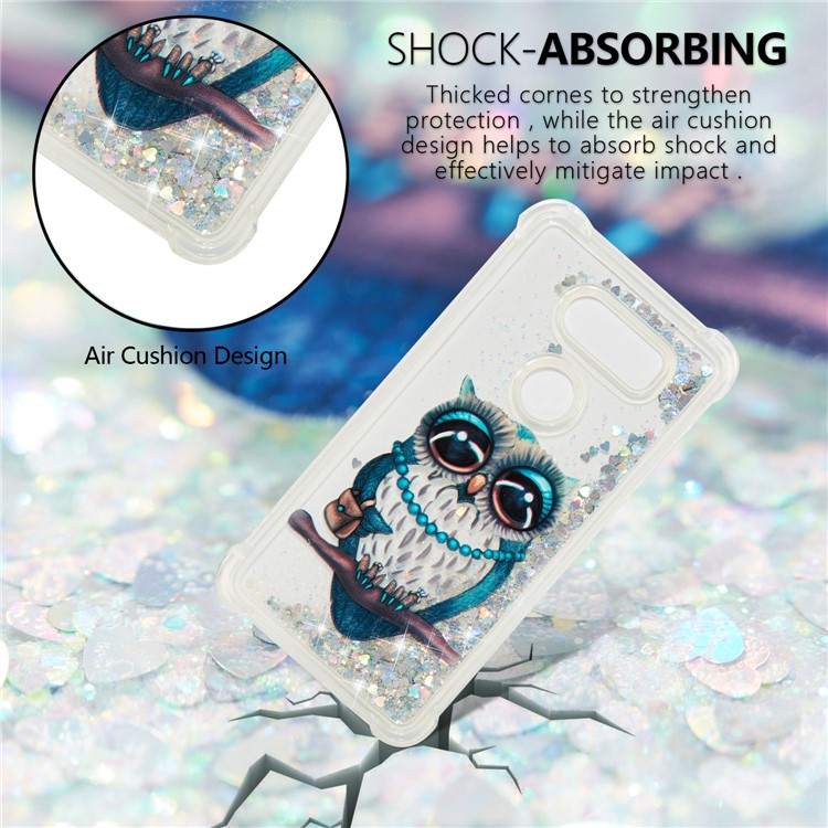 Liquid Glitter Powder Quicksand Shockproof TPU Back Case for LG V30 - Owl-6