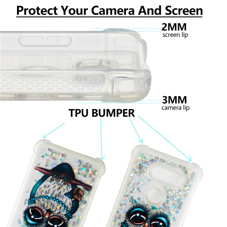 Liquid Glitter Powder Quicksand Shockproof TPU Back Case for LG V30 - Owl-8