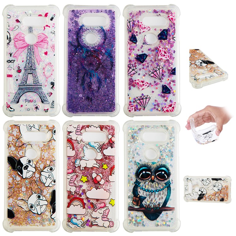Liquid Glitter Powder Quicksand Shockproof TPU Back Case for LG V30 - Owl-9