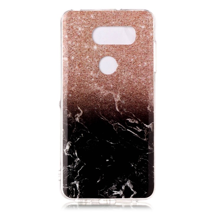 Marble Pattern IMD TPU Case for LG V30 - Orange / Black-2