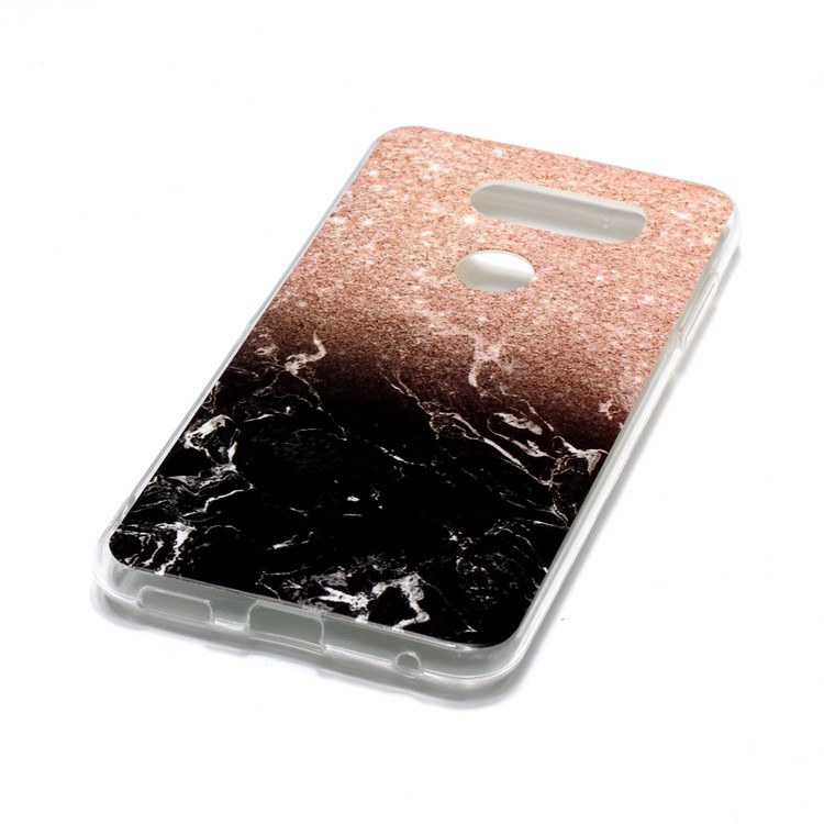Marble Pattern IMD TPU Case for LG V30 - Orange / Black-3