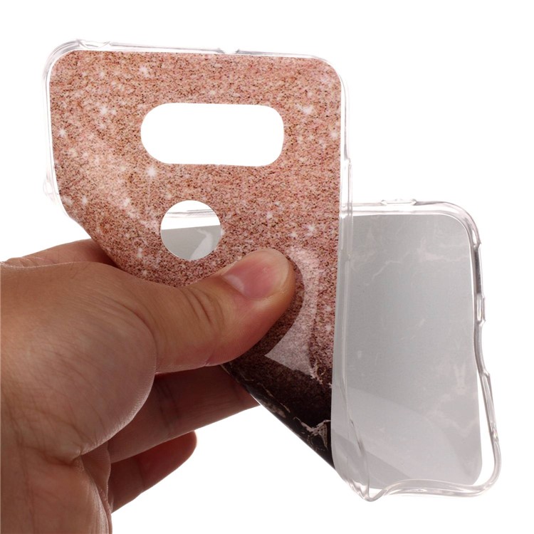 Marble Pattern IMD TPU Case for LG V30 - Orange / Black-4