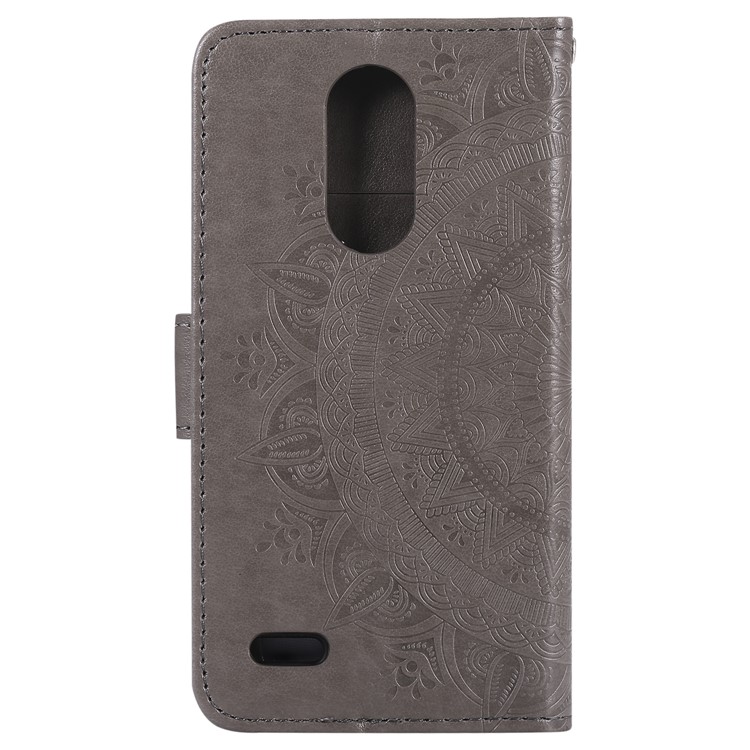 Imprint Mandala Flower Stand Wallet Leather Case for LG K7 (2016) X210 (Europe) - Grey-3