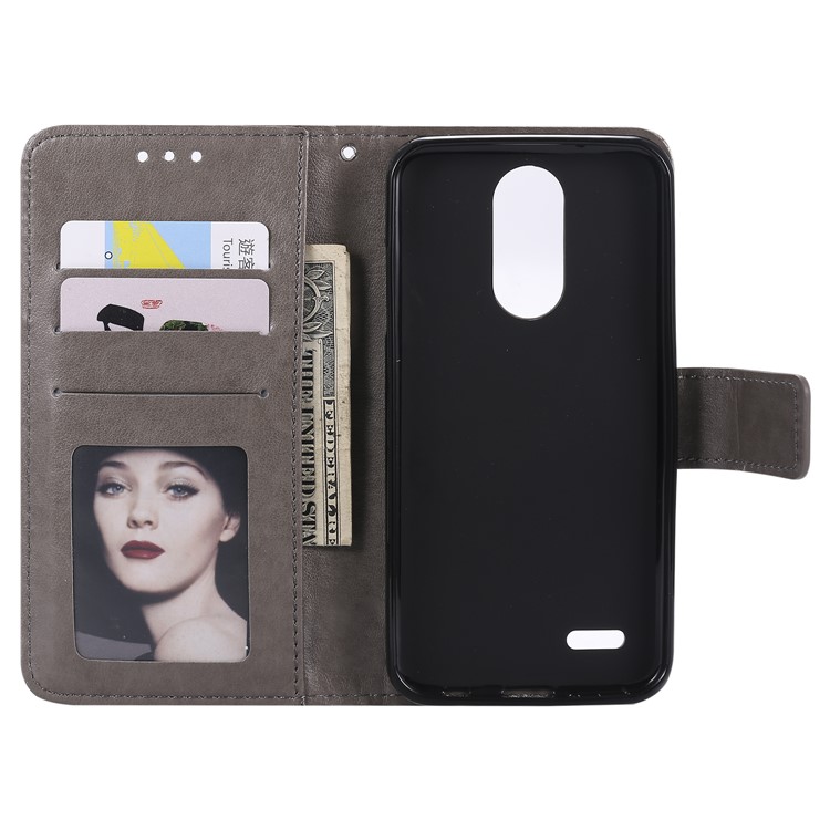 Imprint Mandala Flower Stand Wallet Leather Case for LG K7 (2016) X210 (Europe) - Grey-4