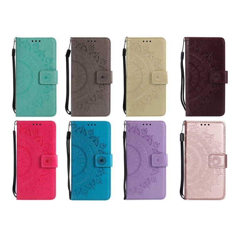 Imprint Mandala Flower Stand Wallet Leather Case for LG K7 (2016) X210 (Europe) - Grey-9