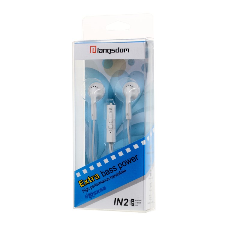 LANGSTON IN2 Universal In-ear Earphone with Mic for iPhone Samsung HTC Nokia Huawei - White-4