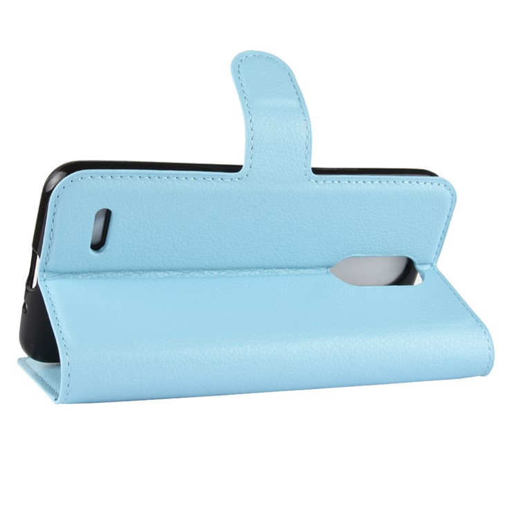 Litchi Skin Leather Stand Cover with Card Slots for LG K8 (2018) - Baby Blue-5