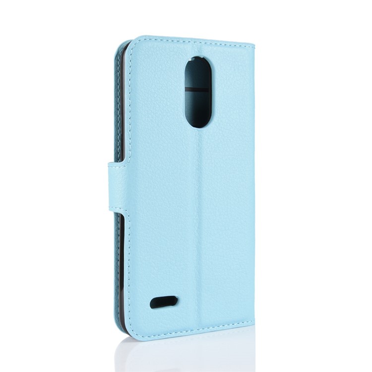 Litchi Skin Leather Stand Cover with Card Slots for LG K8 (2018) - Baby Blue-6
