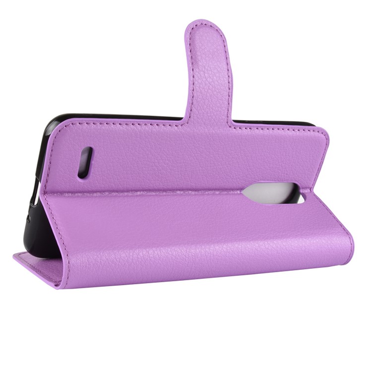 Litchi Skin Leather Wallet Case for LG K8 (2018) - Purple-5