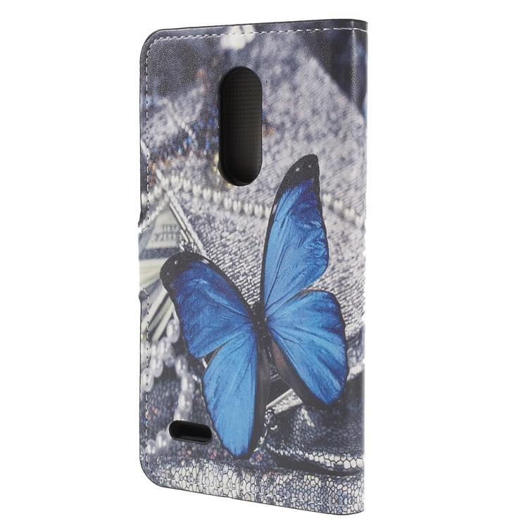 Pattern Printing PU Leather Magnetic Wallet Stand Case for LG K10 (2018) - Blue Butterfly-2