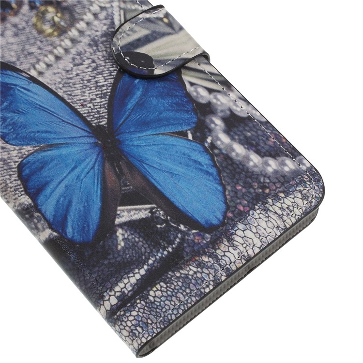 Pattern Printing PU Leather Magnetic Wallet Stand Case for LG K10 (2018) - Blue Butterfly-7