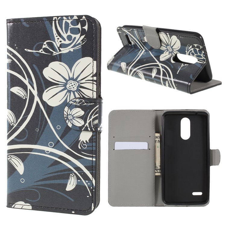Pattern Printing Wallet Leather Stand Case for LG K8 (2018) - Elegant Flowers-1