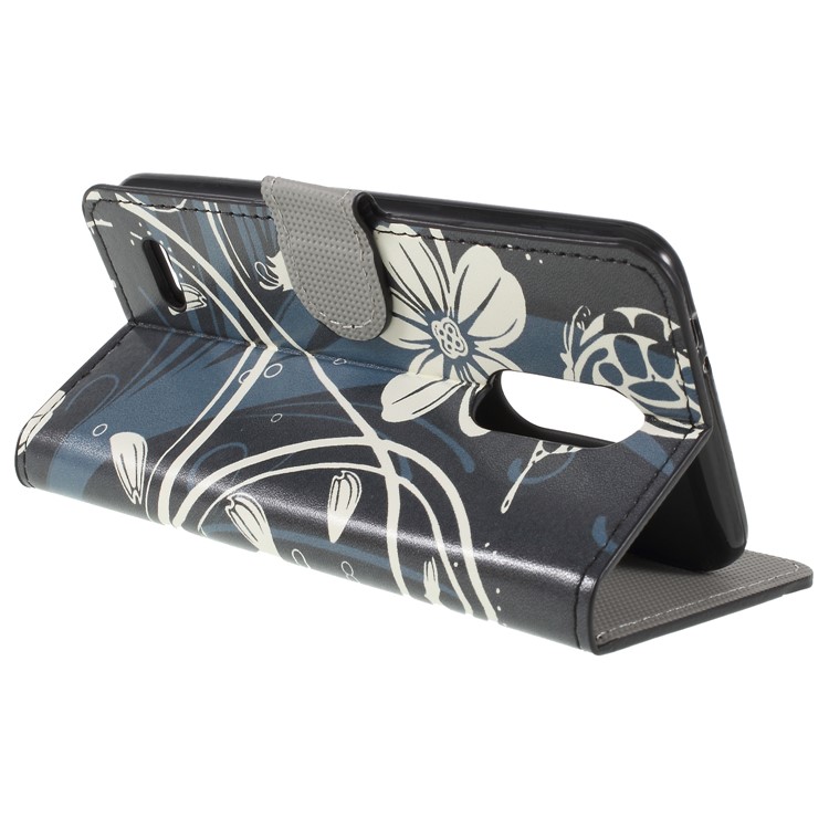 Pattern Printing Wallet Leather Stand Case for LG K8 (2018) - Elegant Flowers-5