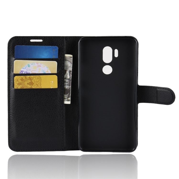 Litchi Skin PU Leather Magnetic Wallet Stand Case for LG G7 ThinQ - Black-3