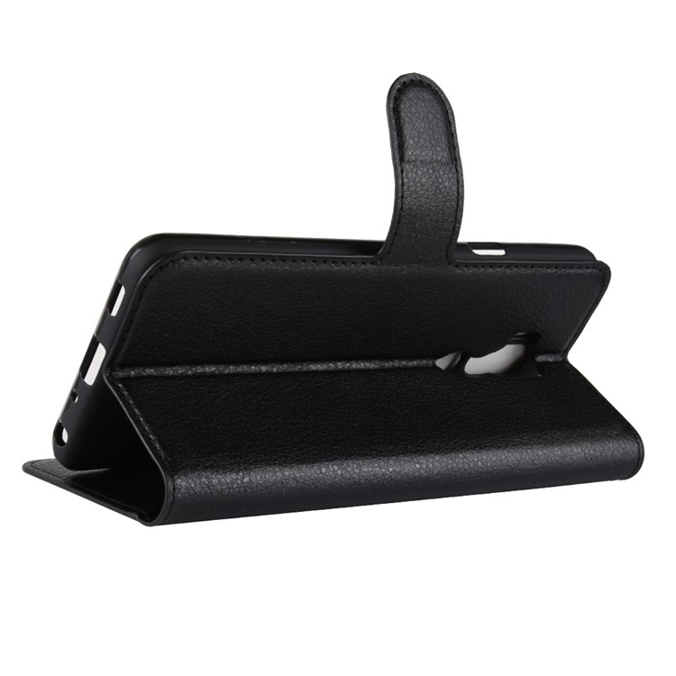 Litchi Skin PU Leather Magnetic Wallet Stand Case for LG G7 ThinQ - Black-5