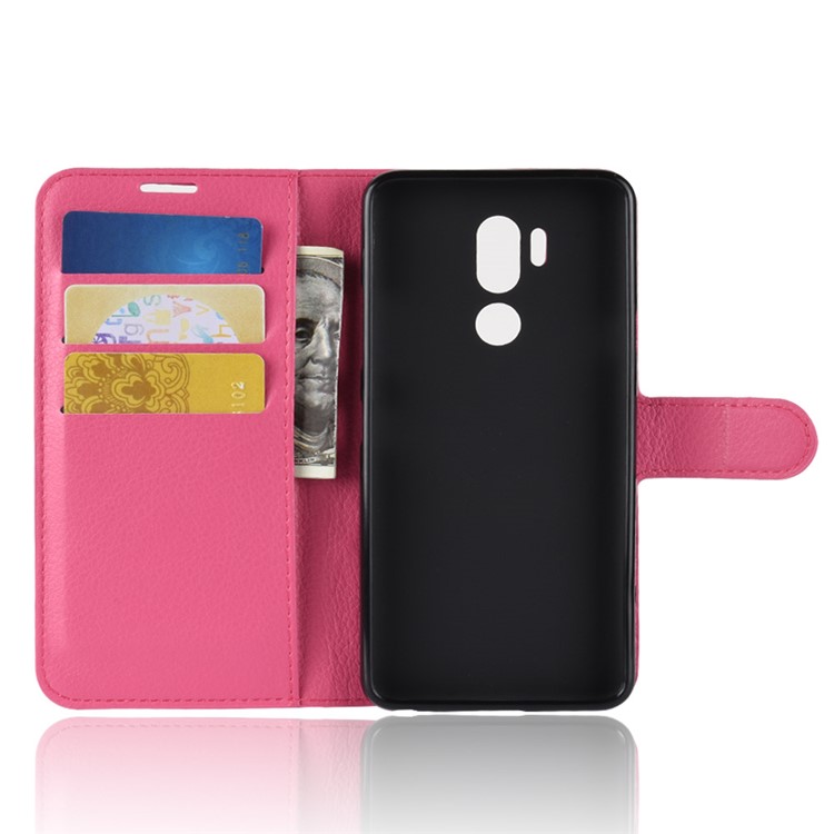 Litchi Skin PU Leather Magnetic Wallet Stand Casing for LG G7 ThinQ - Rose-3