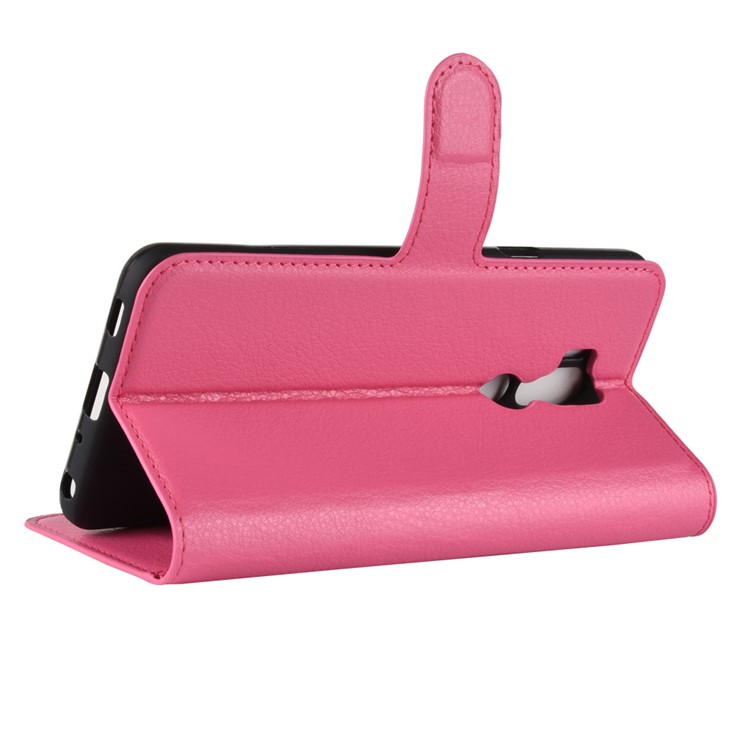 Litchi Skin PU Leather Magnetic Wallet Stand Casing for LG G7 ThinQ - Rose-5