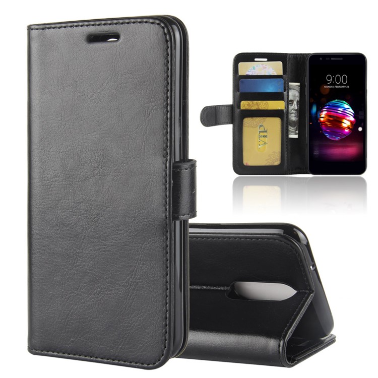 Crazy Horse Magnetic Stand Wallet Leather Mobile Phone Case for LG K10 (2018) - Black-1