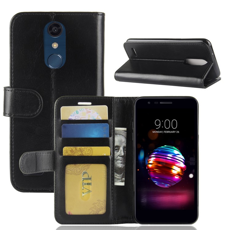 Crazy Horse Magnetic Stand Wallet Leather Mobile Phone Case for LG K10 (2018) - Black-2