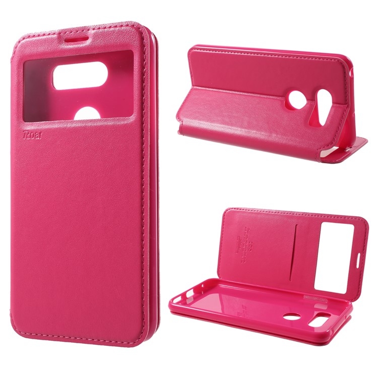 ROAR KOREA Window View Leather Card Holder Case for LG V30 - Rose-1