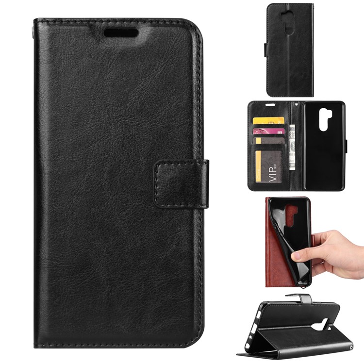 Crazy Horse Texture Wallet Stand Leather Phone Case for LG G7 ThinQ - Black-1