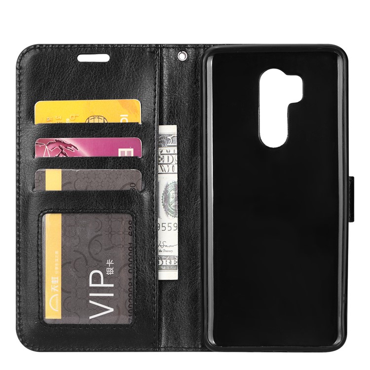Crazy Horse Texture Wallet Stand Leather Phone Case for LG G7 ThinQ - Black-4