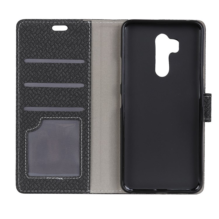 Woven Texture Wallet Magnetic Stand Leather Case for LG G7 ThinQ - Black-4