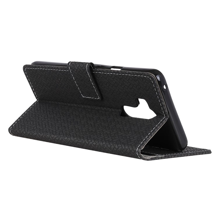 Woven Texture Wallet Magnetic Stand Leather Case for LG G7 ThinQ - Black-5