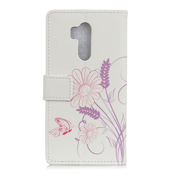 Pattern Printing Stand Leather Wallet Mobile Case for LG G7 ThinQ - Butterfly and Flower-3