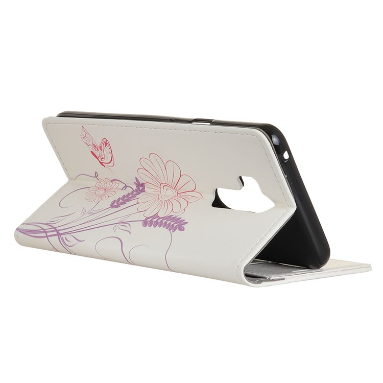 Pattern Printing Stand Leather Wallet Mobile Case for LG G7 ThinQ - Butterfly and Flower-5