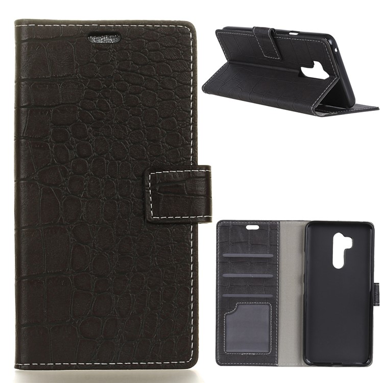 Crocodile Texture PU Leather Magnetic Stand Wallet Phone Case for LG G7 ThinQ - Black-1