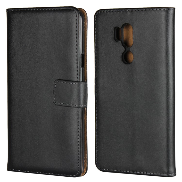 Genuine Leather Wallet Stand Phone Case for LG G7 ThinQ - Black-1