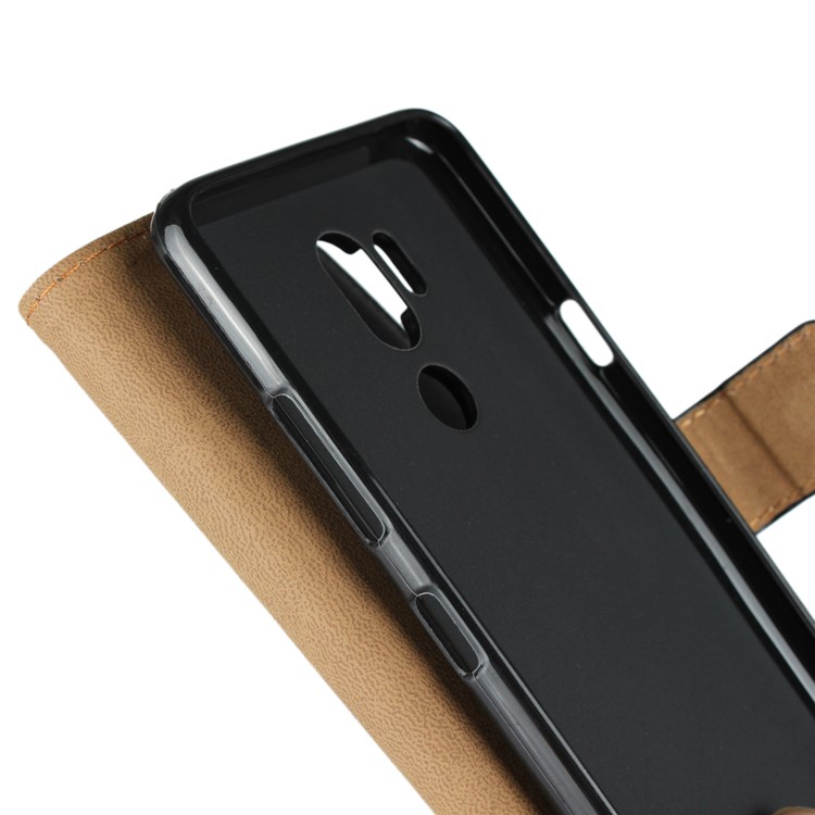 Genuine Leather Wallet Stand Phone Case for LG G7 ThinQ - Black-12