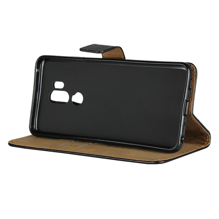 Genuine Leather Wallet Stand Phone Case for LG G7 ThinQ - Black-4