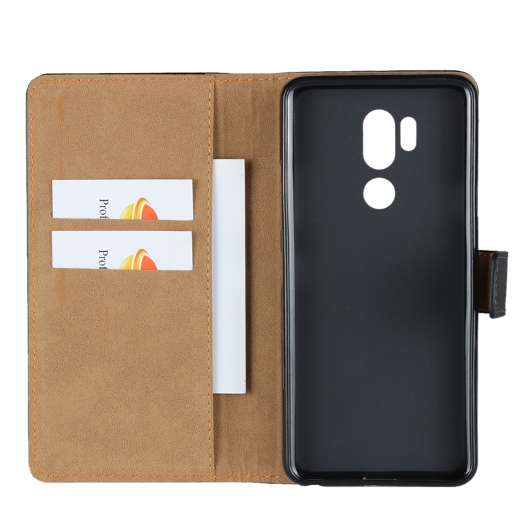 Genuine Leather Wallet Stand Phone Case for LG G7 ThinQ - Black-6