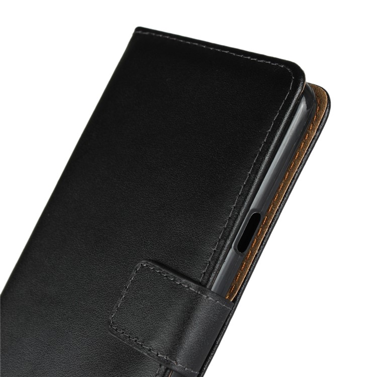Genuine Leather Wallet Stand Phone Case for LG G7 ThinQ - Black-8