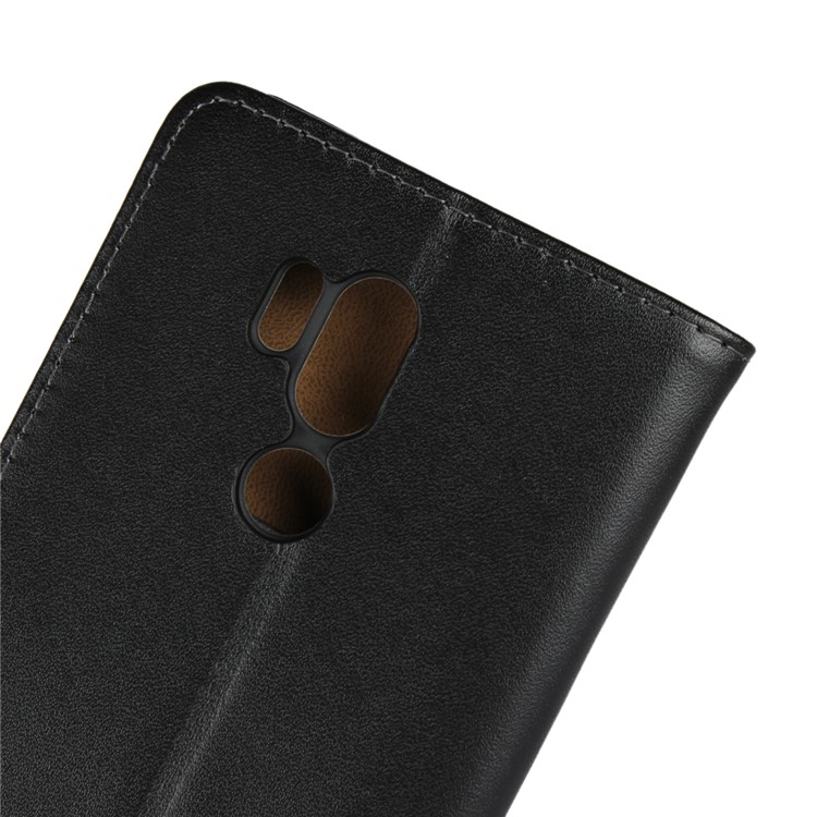 Genuine Leather Wallet Stand Phone Case for LG G7 ThinQ - Black-9