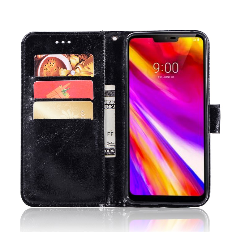 Premium Vintage PU Leather Stand Wallet Phone Case for LG G7 ThinQ - Black-4