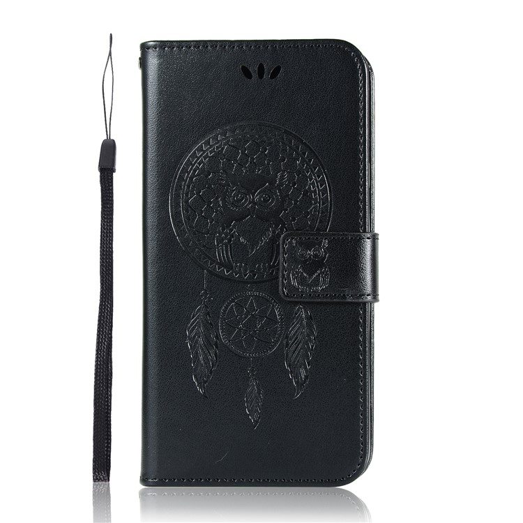 Imprint Owl Dream Catcher Wallet Stand Leather Phone Case for LG G7 ThinQ - Black-2