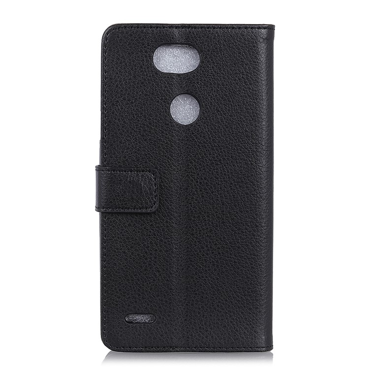 Litchi Skin Leather Wallet Folio Case for LG X Power3 - Black-4
