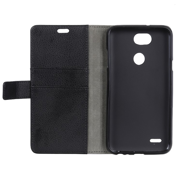 Litchi Skin Leather Wallet Folio Case for LG X Power3 - Black-5