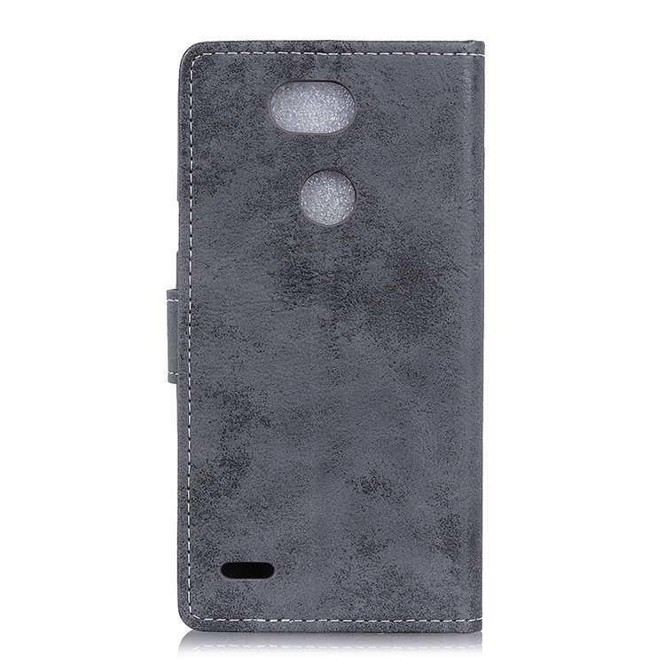 Vintage Style Leather Wallet Stand Phone Cover for LG X Power3 - Grey-5
