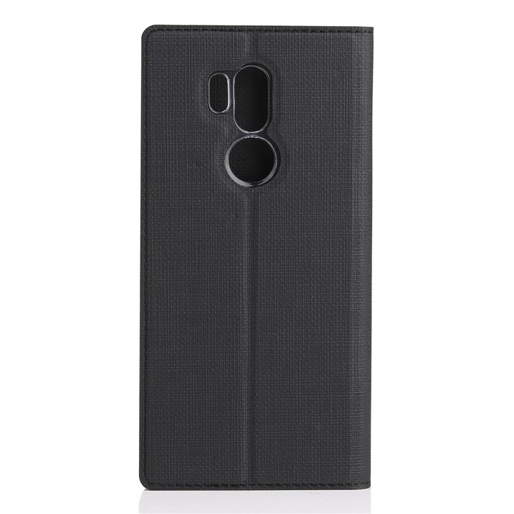 VILI DMX Cross Texture Card Holder Leather Mobile Cover for LG G7 ThinQ - Black-3