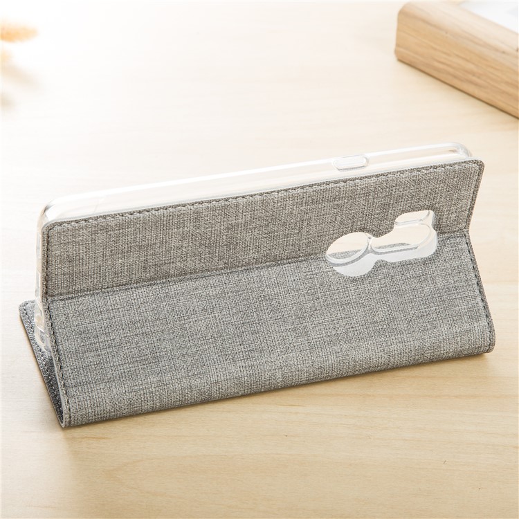 VILI DMX Cross Texture Card Holder Leather Phone Protective Cover for LG G7 ThinQ - Grey-3