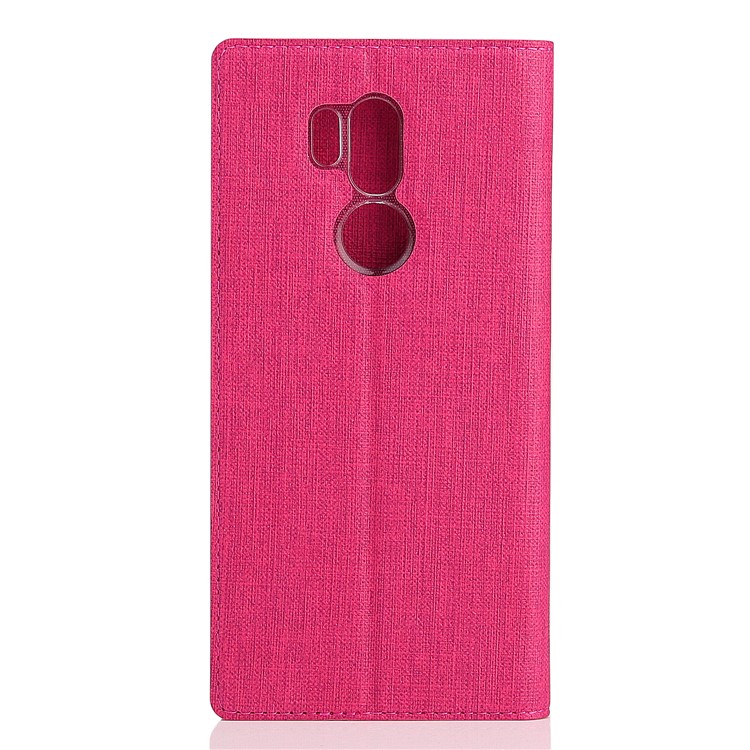 VILI DMX Cross Texture Card Holder Leather Mobile Case for LG G7 ThinQ - Rose-3
