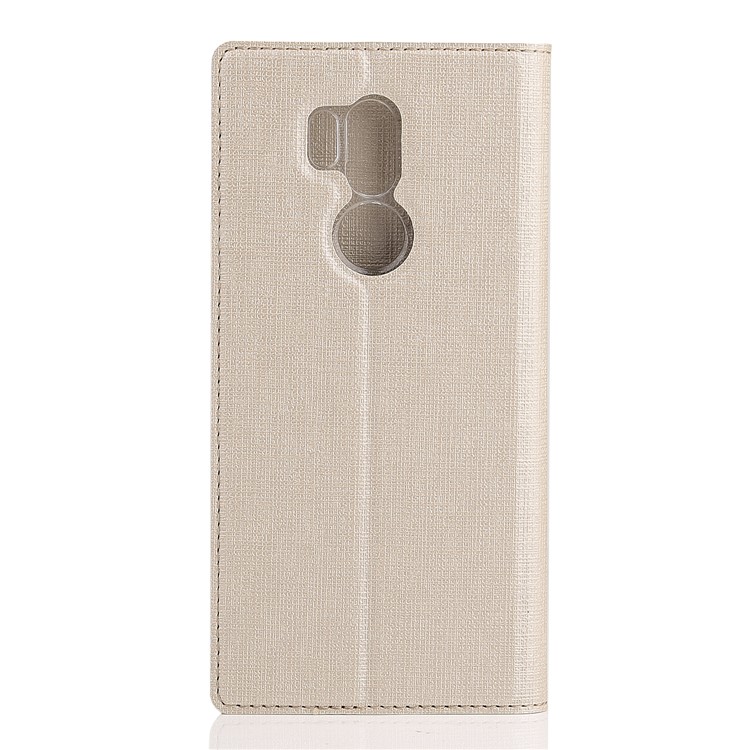 VILI DMX Cross Texture Card Holder Leather Flip Casing for LG G7 ThinQ - Gold-3