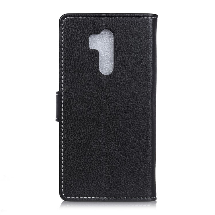 Litchi Skin Wallet Stand Leather Cover for LG G7 ThinQ - Black-2
