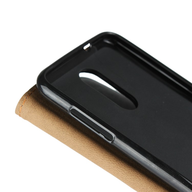 Genuine Leather Wallet Stand Phone Case for LG K8 (2018) - Black-10