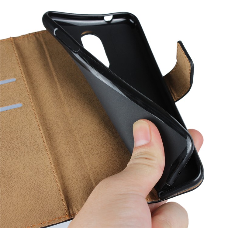 Genuine Leather Wallet Stand Phone Case for LG K8 (2018) - Black-11